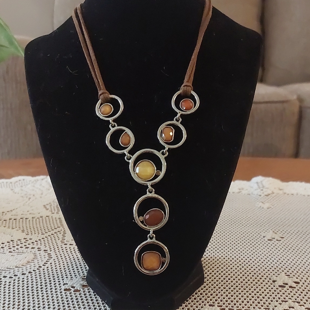 Lia Sophia Corded Double Strand Silver Toned Beaded Necklace